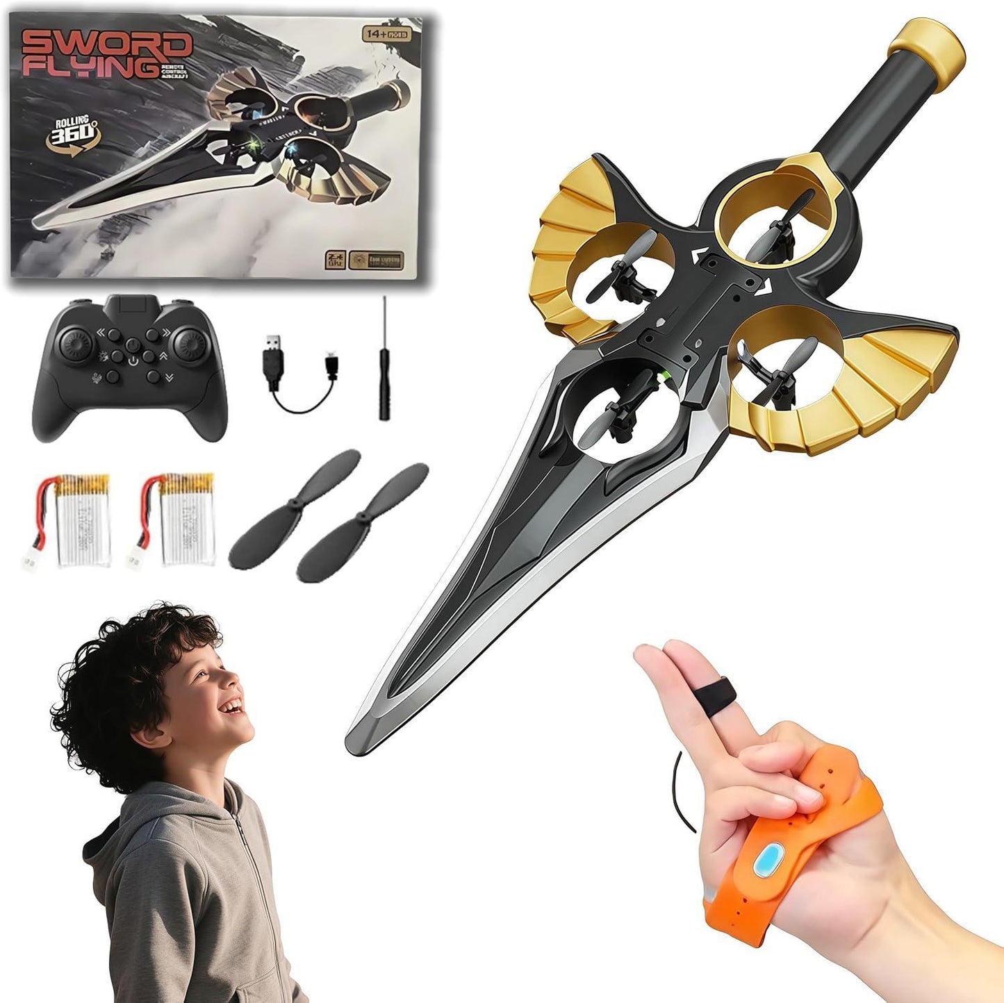 RC Flying Sword-Hand Wave/Controller Mode, 2 Batteries included - US Stock