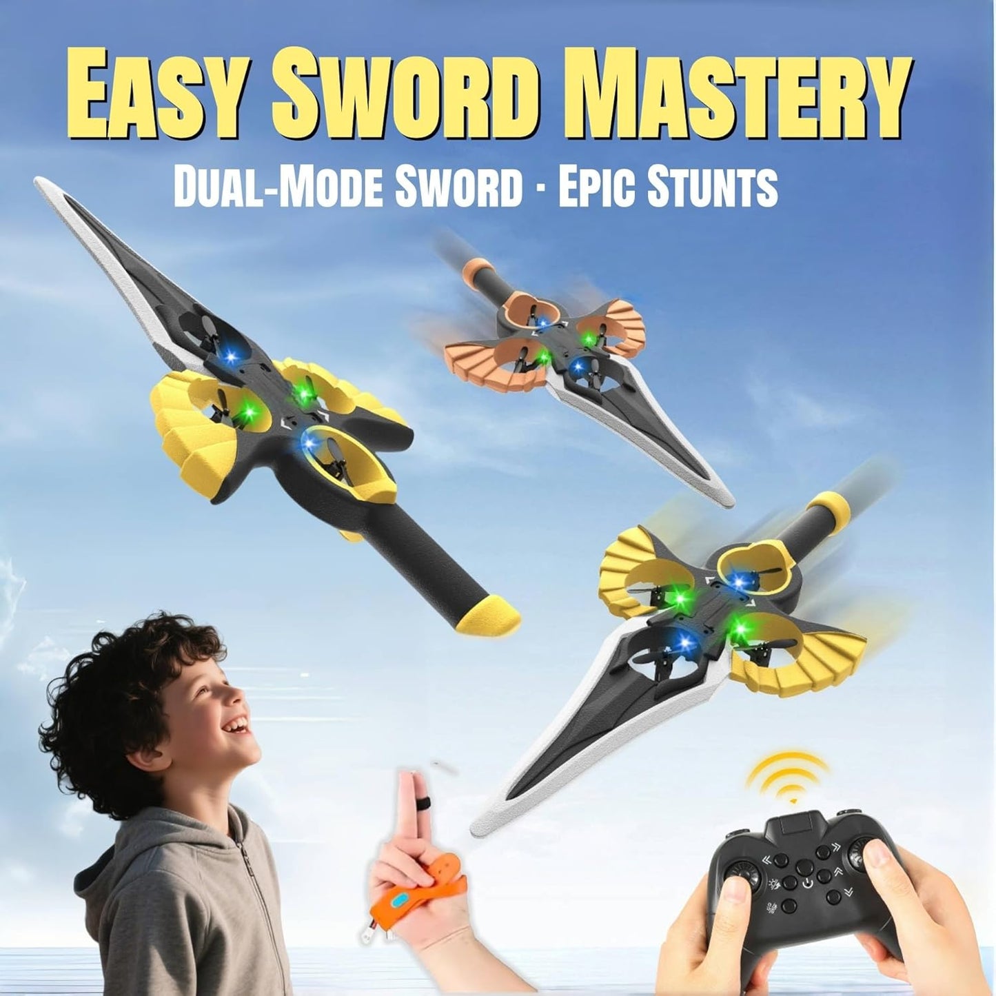 RC Flying Sword-Hand Wave/Controller Mode, 2 Batteries included - US Stock